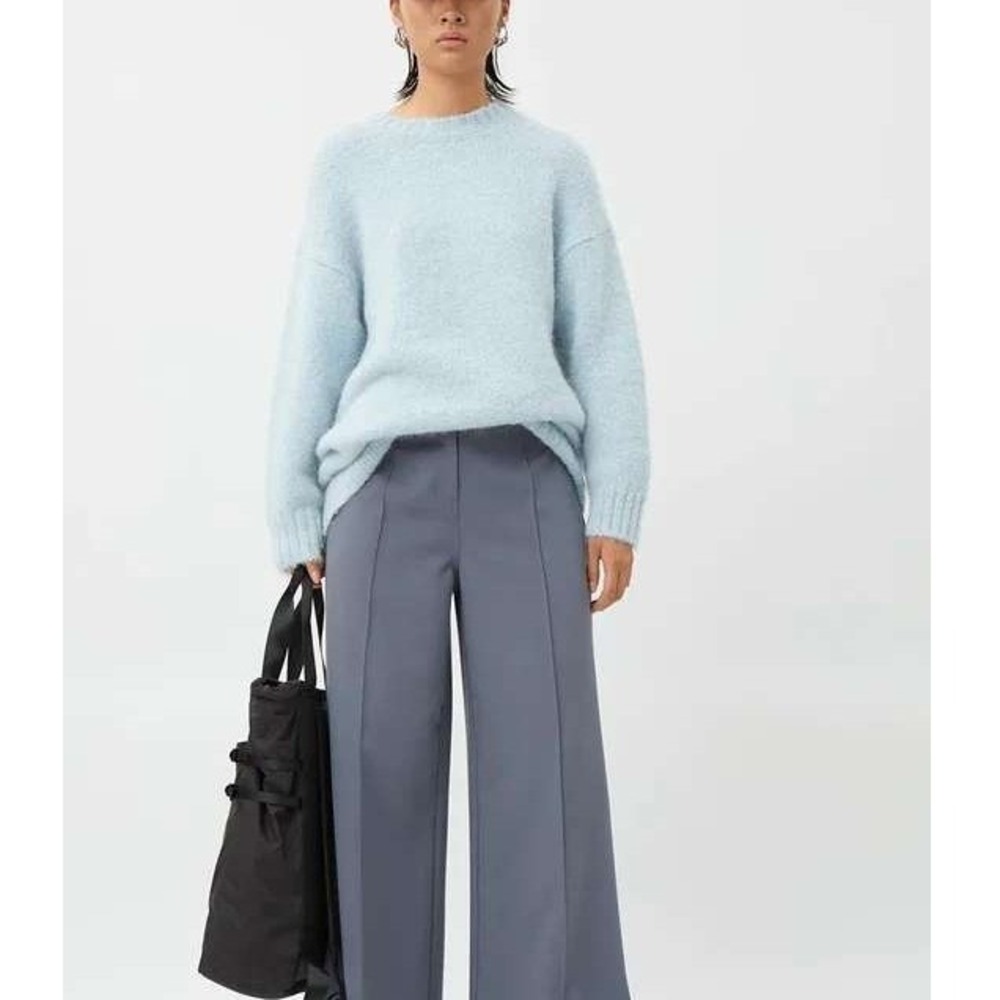 Weekday Alba Sweater Blue Light Alpaca Blend Fuzzy Oversized Knit Jumper S NEW